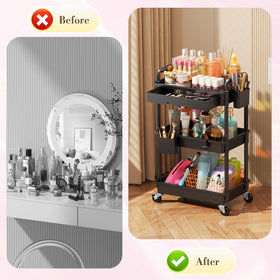 Organisateur de maquillage SUNALLY en utilisation dans une salle de bain