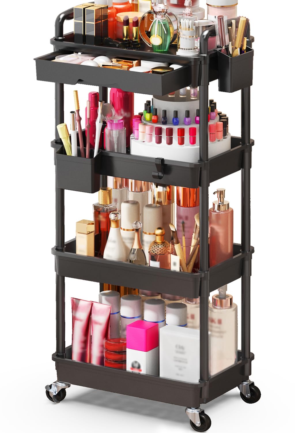 Organisateur de maquillage SUNALLY noir avec tiroir et roues