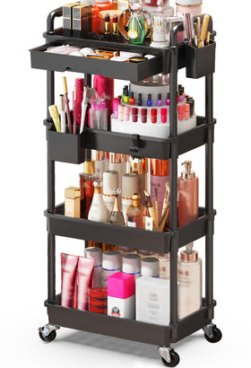Organisateur de maquillage SUNALLY noir avec tiroir et roues