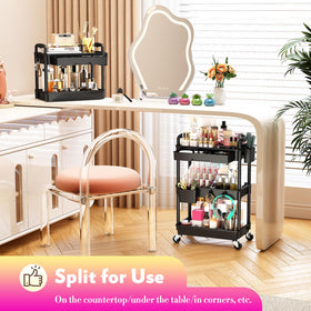 Organisateur de maquillage SUNALLY, vue de dessus avec échantillons de maquillage