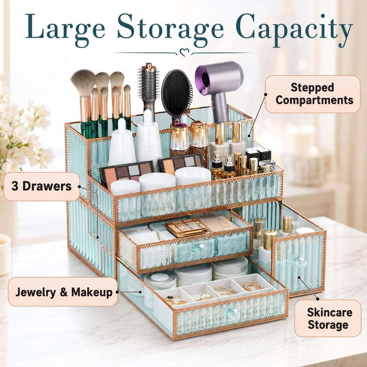Organisateur de maquillage YD Youdepot avec cosmétiques