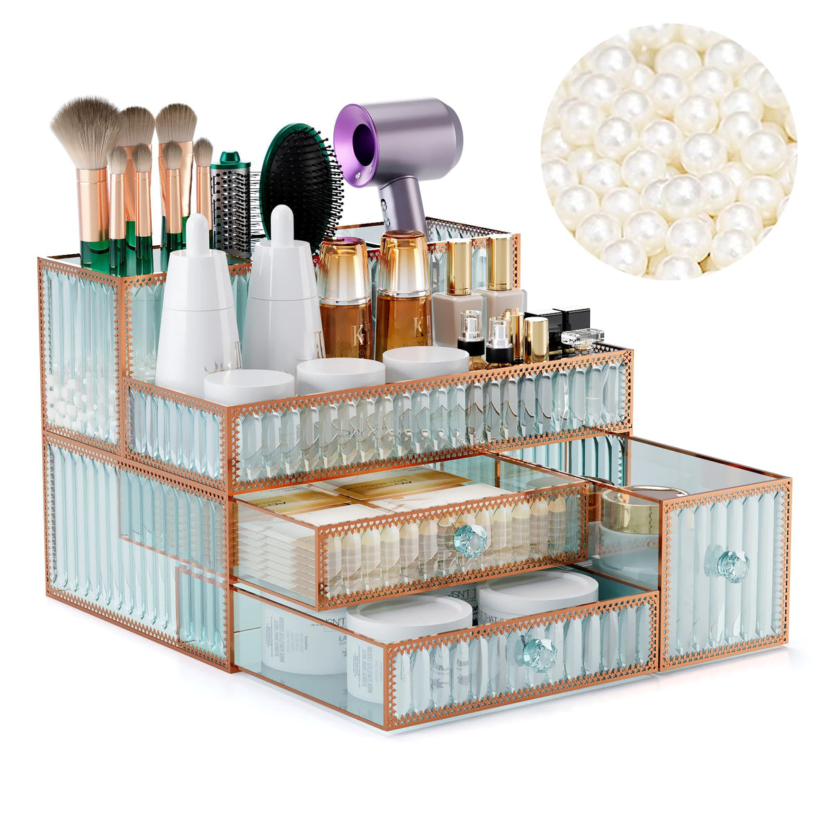 Organisateur de maquillage YD Youdepot en verre trempé, vue de face