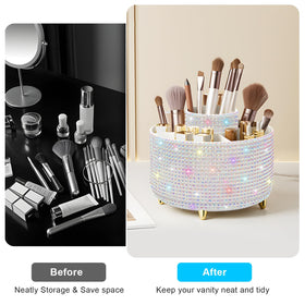 Organisateur de pinceaux de maquillage en rotation, vue latérale