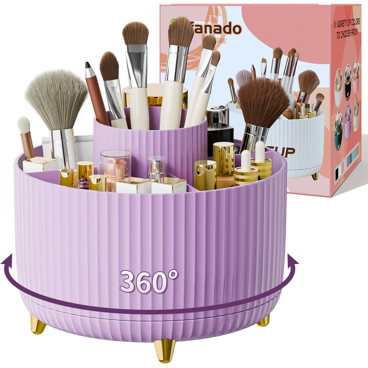 Organisateur de pinceaux fanado 360° violet vue de face