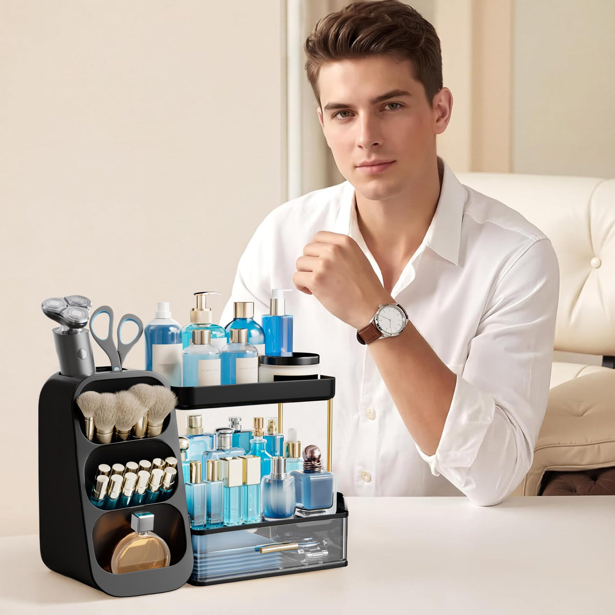 Organisateur de salle de bain HBlife sur un comptoir moderne