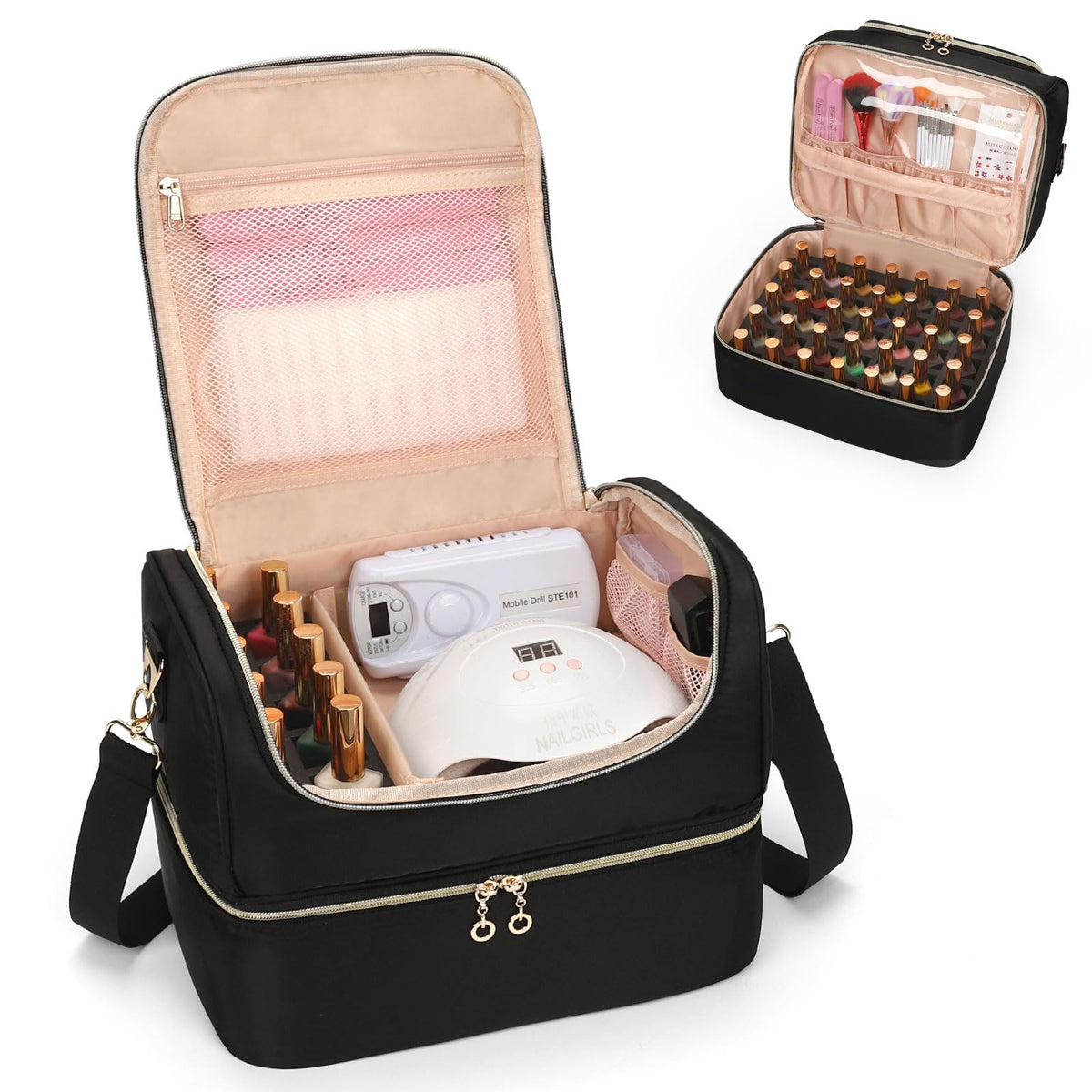 Organisateur de vernis à ongles CUBETASTIC vue de face avec lampe LED