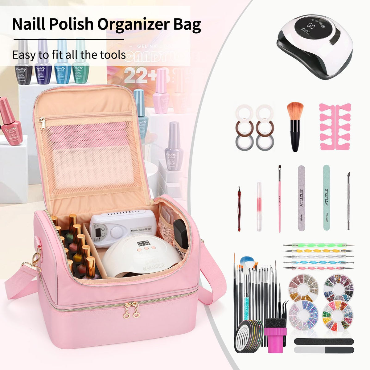 Organisateur de vernis CUBETASTIC avec différents compartiments pour outils