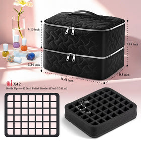 Organisateur de vernis DreamGenius noir sur une table avec accessoires de manucure