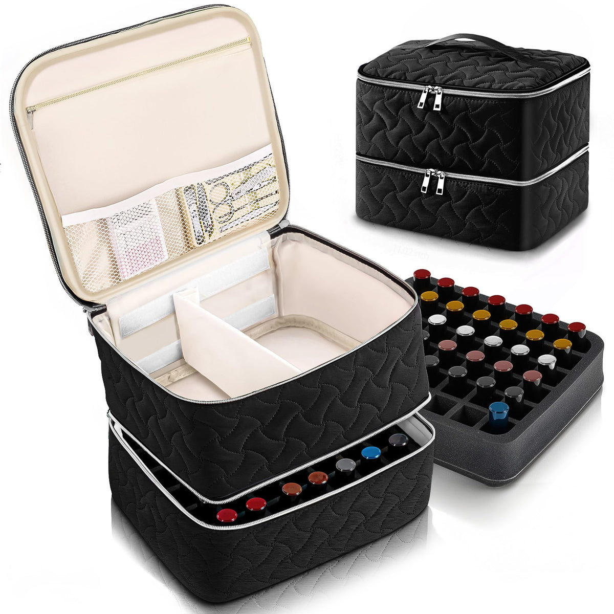 Organisateur de vernis DreamGenius noir vue avant avec 42 bouteilles
