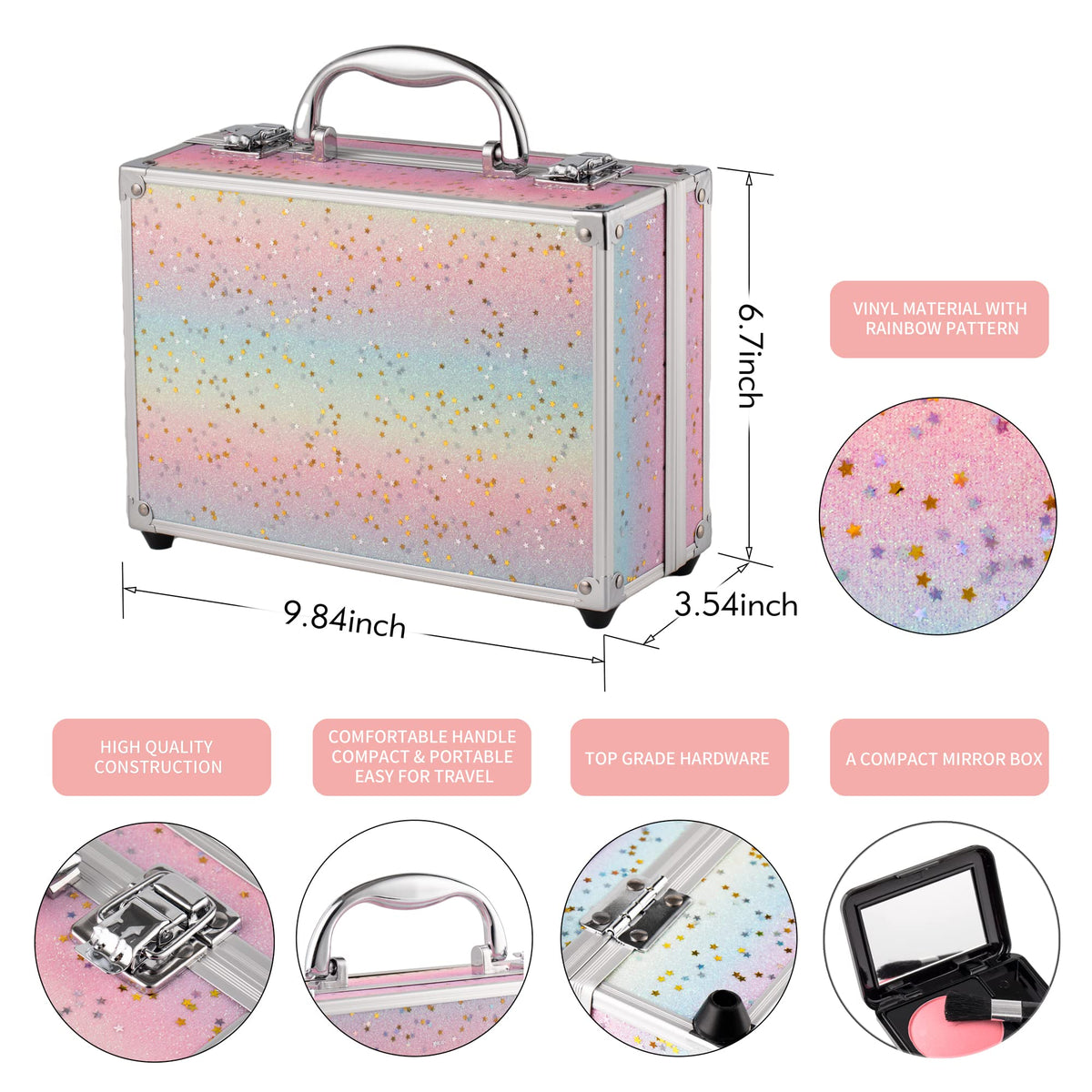 Organisateur en aluminium avec motif en arc-en-ciel du kit de maquillage Hot Sugar