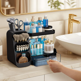 Organisateur HBlife en utilisation avec des produits de beauté