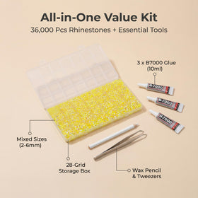 Organisateur transparent avec 28 cases pour strass
