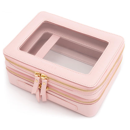 Organiseur de maquillage Aveniee XL rose vue avant avec double couche