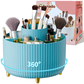 Organiseur de maquillage fanado 360° couleur bleue vue de face