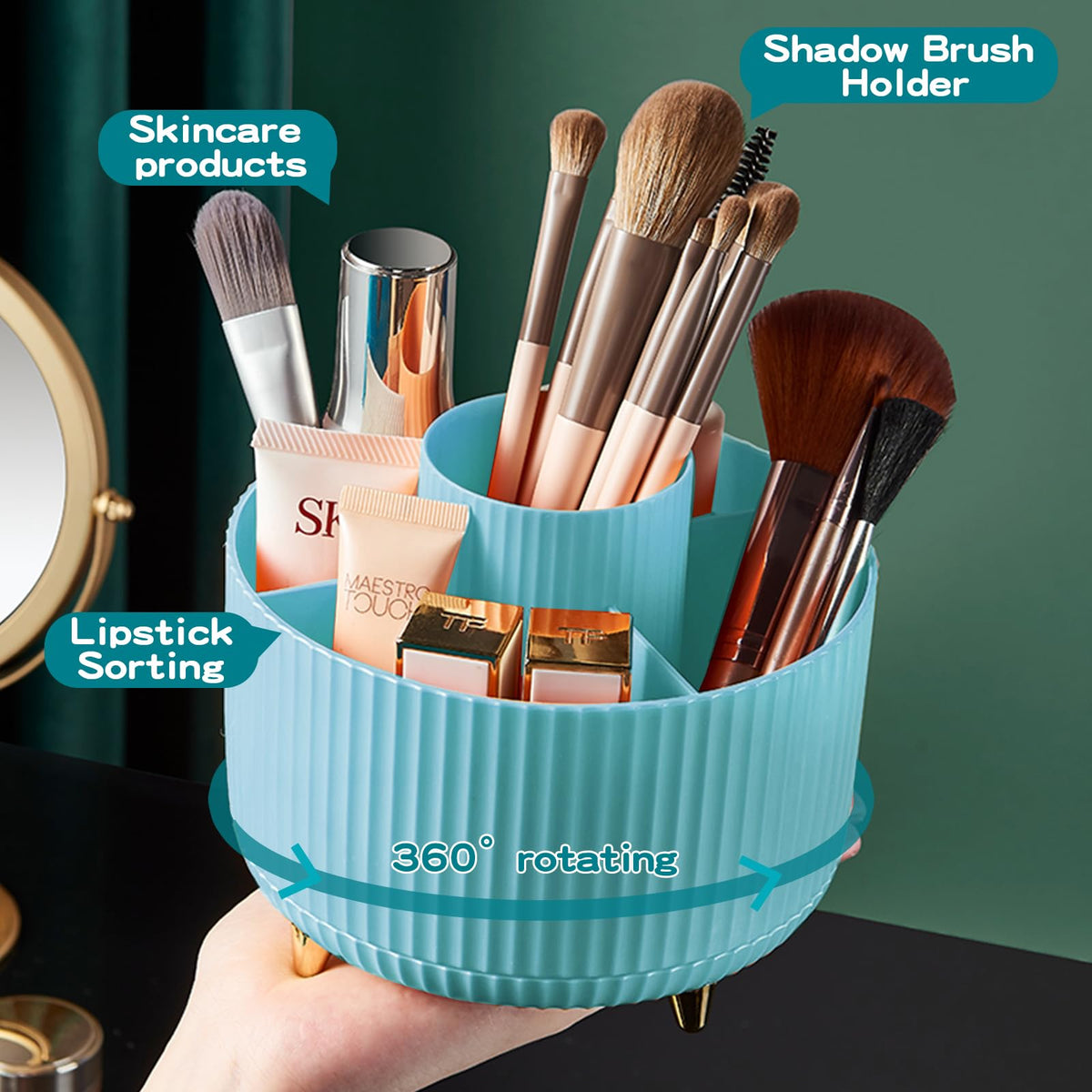 Organiseur de maquillage fanado avec pieds plaqués or
