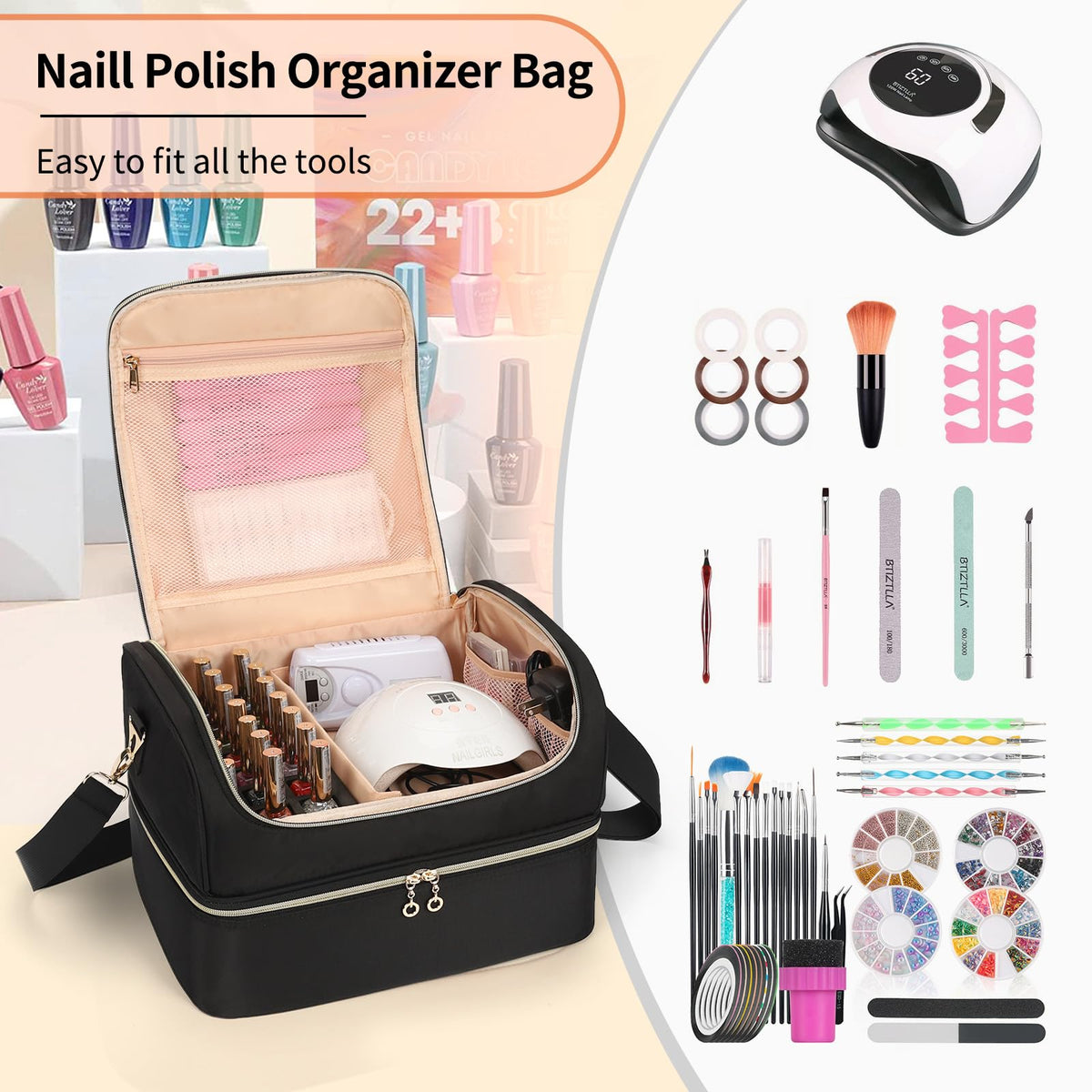 Organiseur de vernis à ongles CUBETASTIC avec lampe à ongles LED