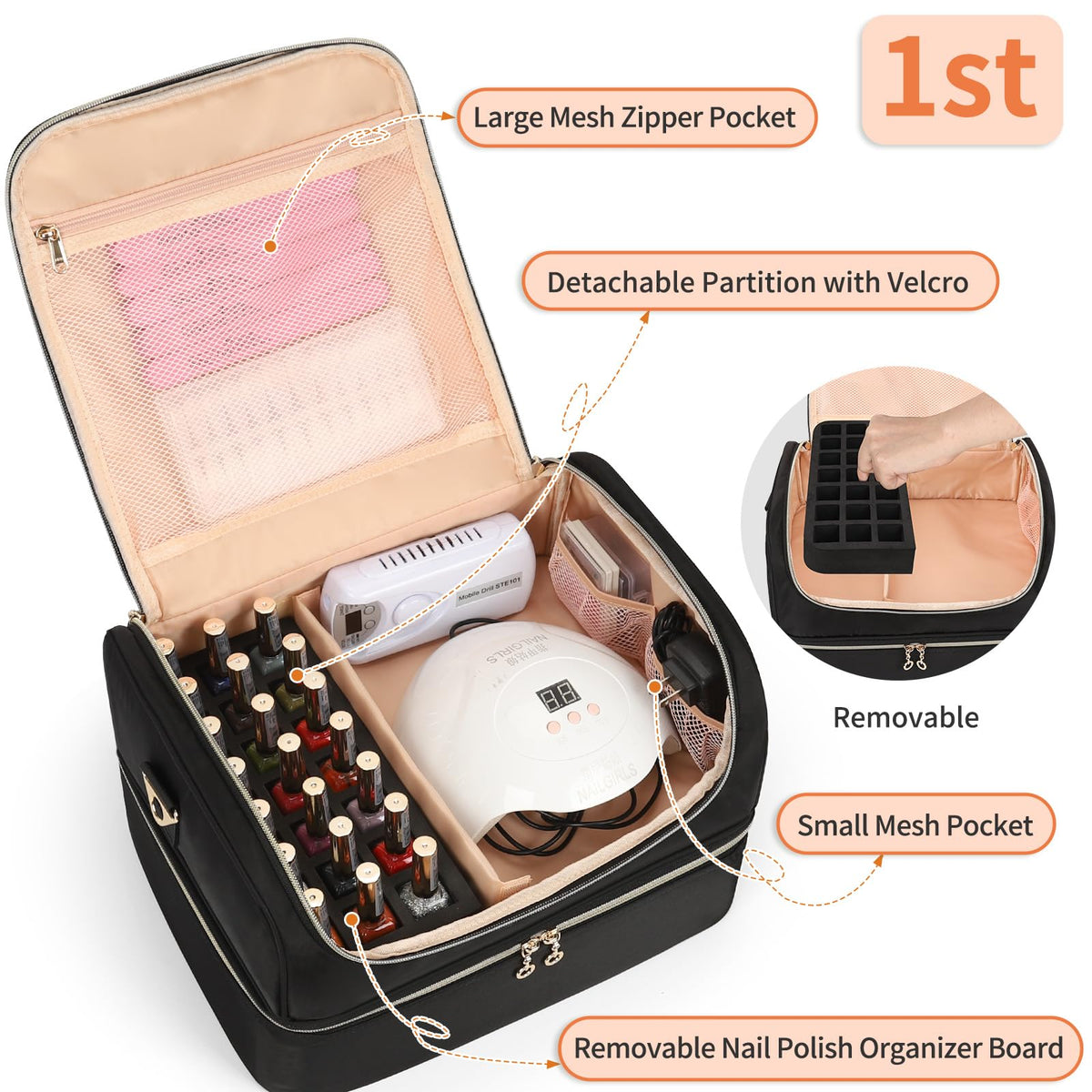 Organiseur de vernis à ongles CUBETASTIC vue arrière avec sangle de transport