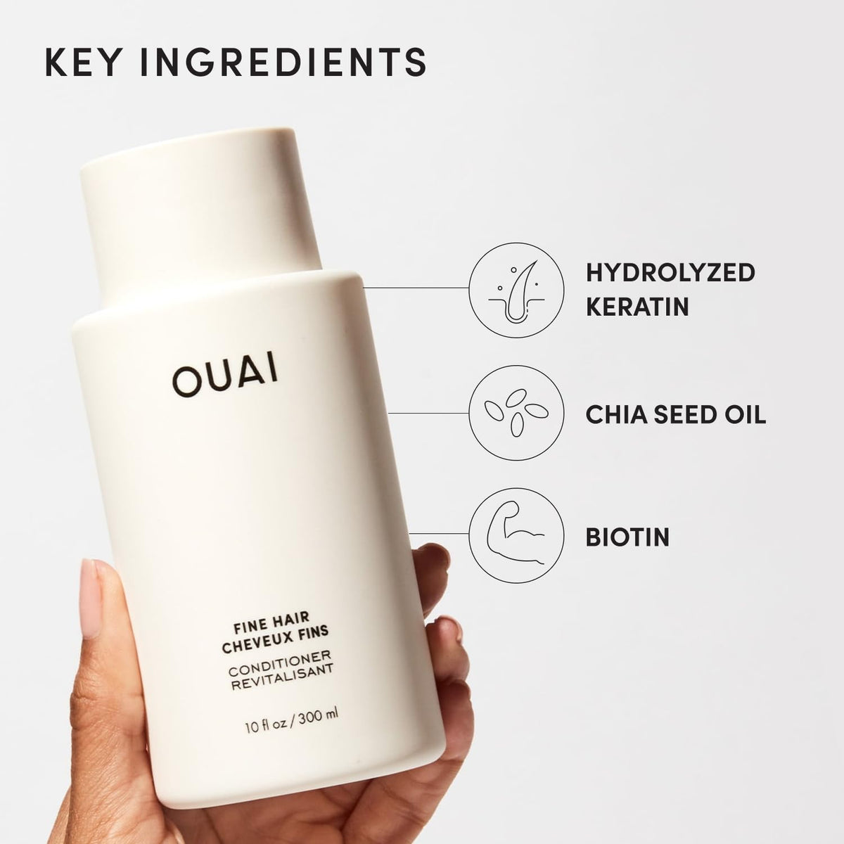 OUAI après-shampoing volumisant pour cheveux fins 948g avec texture crémeuse