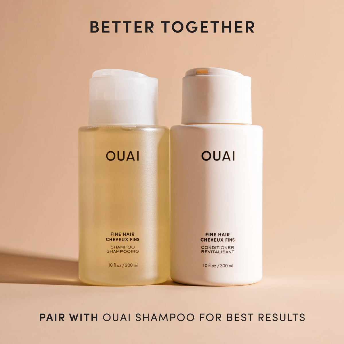 OUAI après-shampoing volumisant pour cheveux fins 948g en utilisation