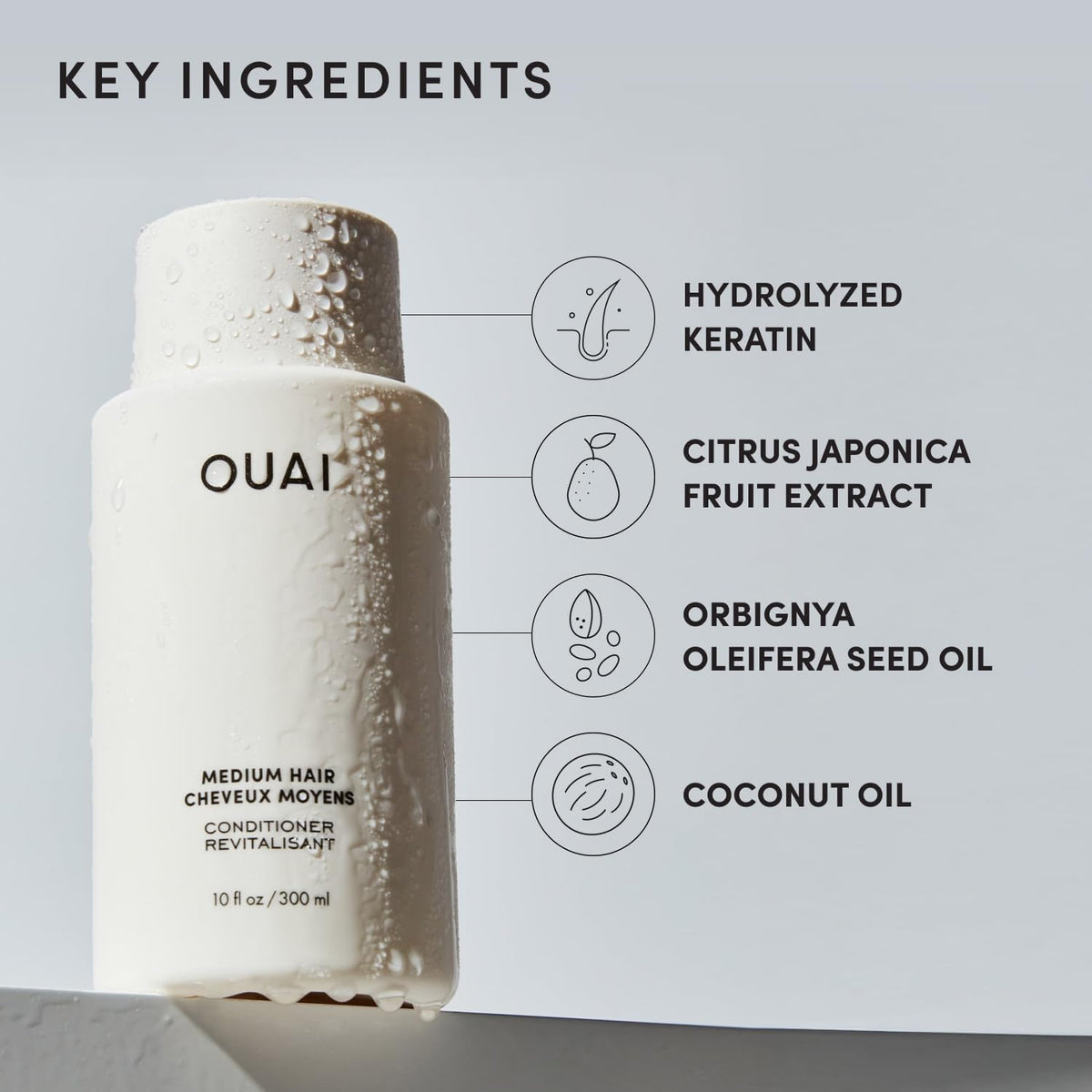 OUAI Après-shampooing Hydratant 3 Oz ouvert montrant le produit