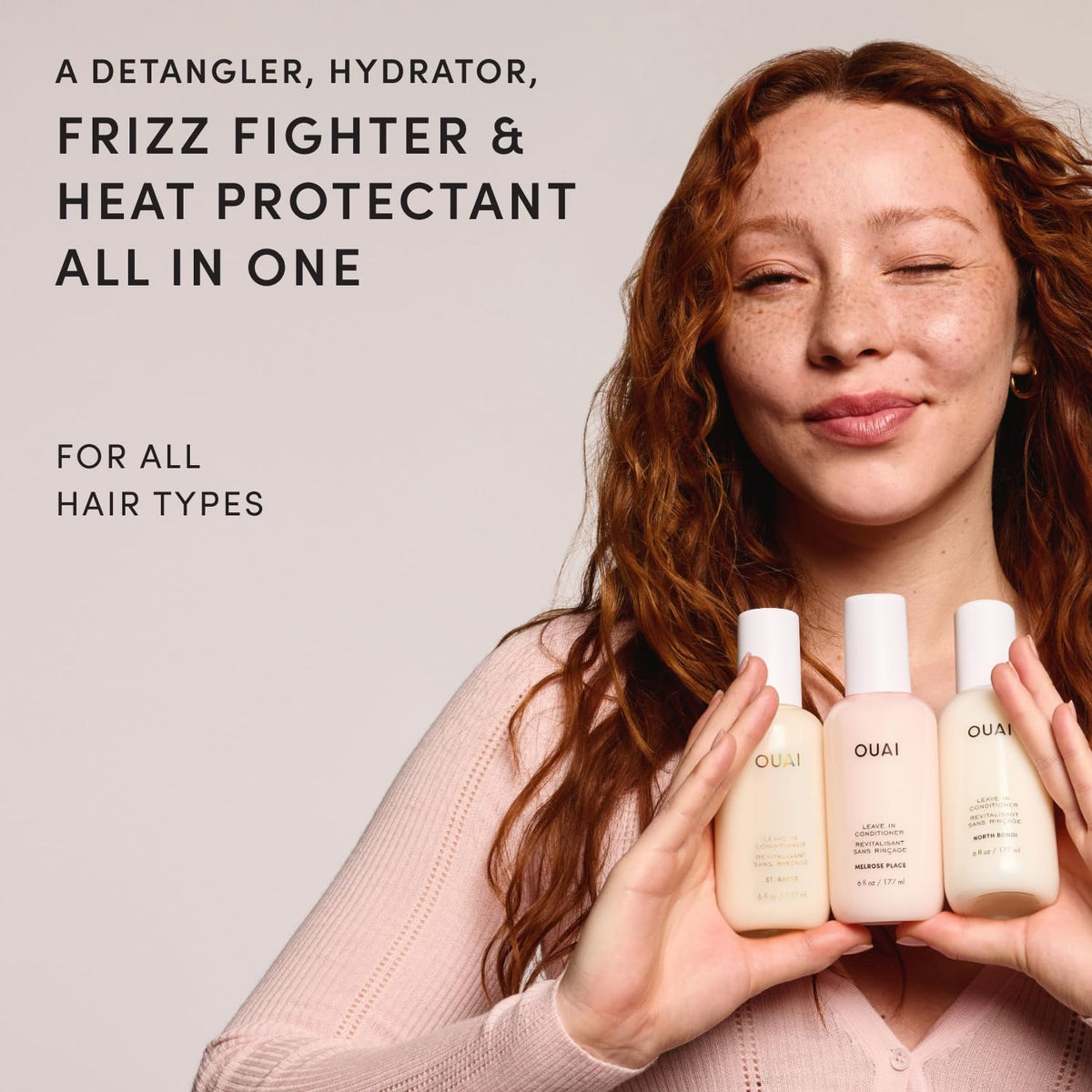 OUAI Après-Shampooing Multitâche vaporisateur en action sur cheveux