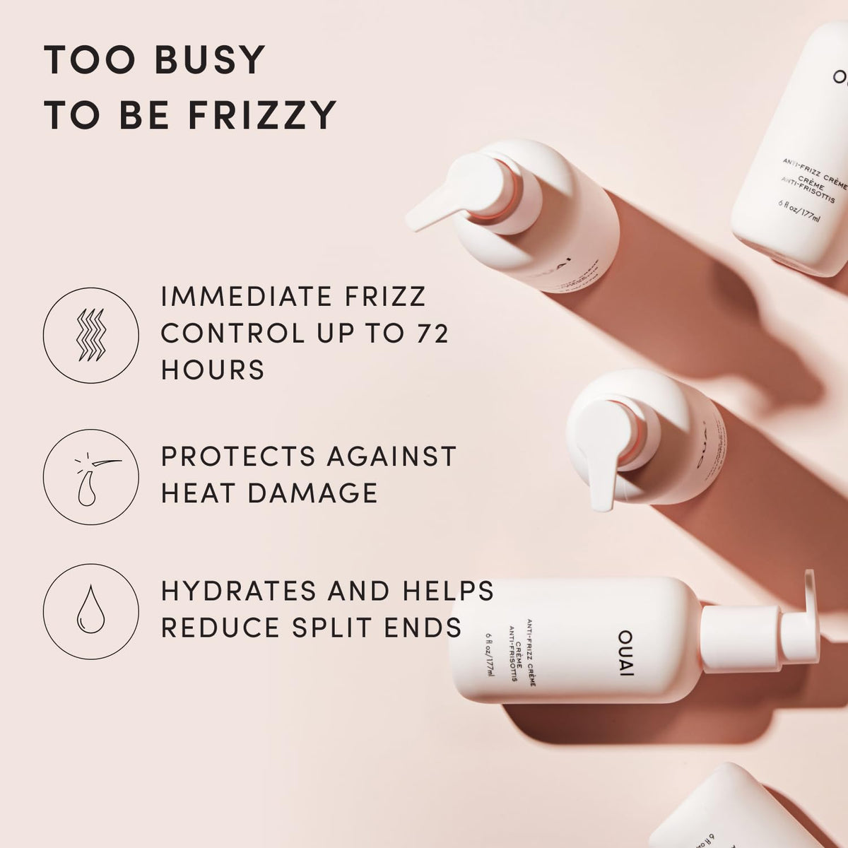 OUAI Crème Anti-Frizz application sur cheveux
