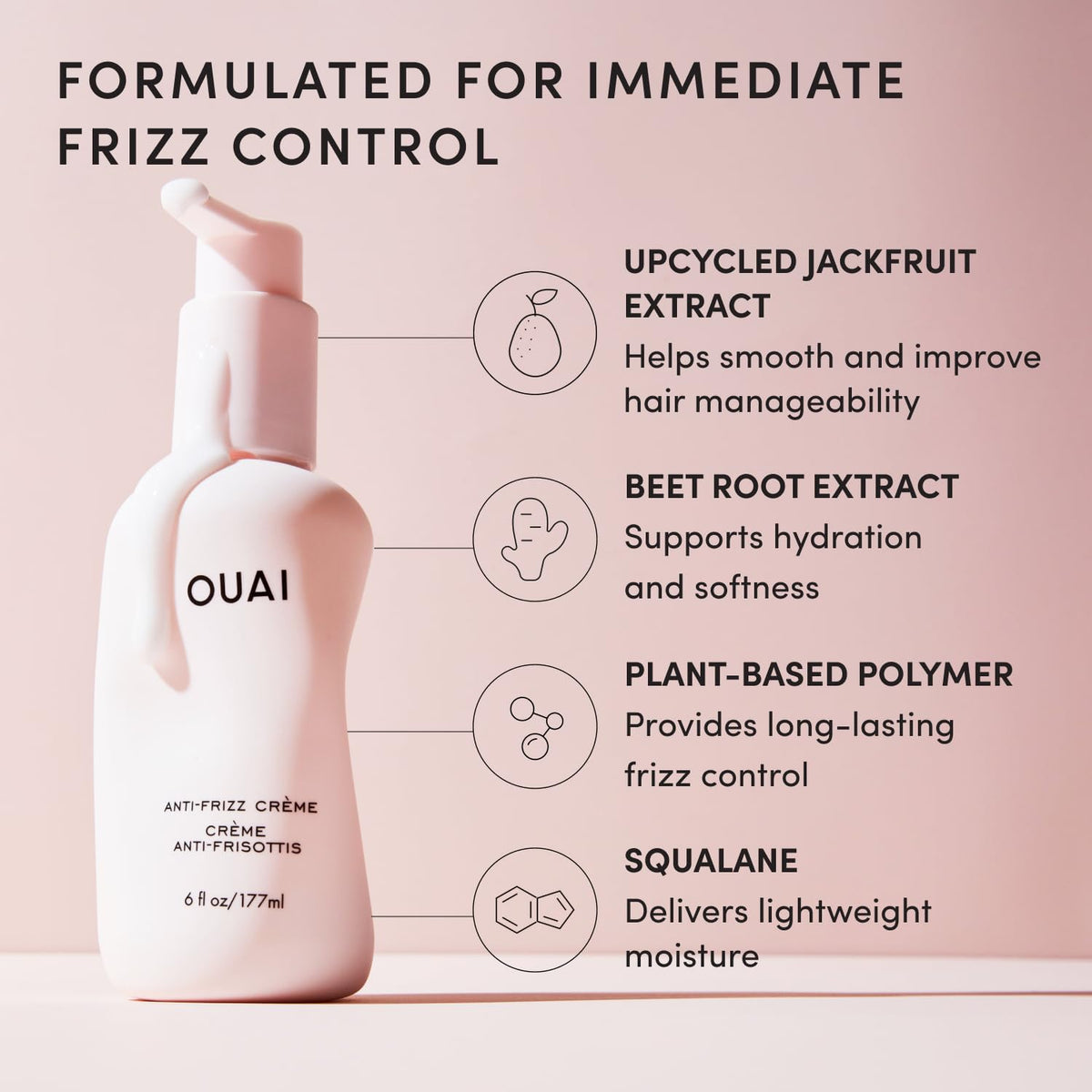 OUAI Crème Anti-Frizz sur cheveux humides