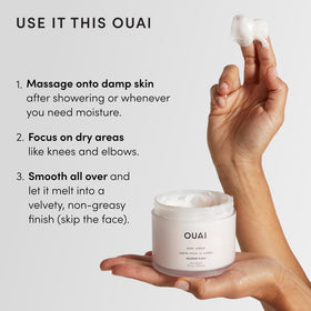 OUAI Crème Corporelle en format voyage dans une trousse de toilette
