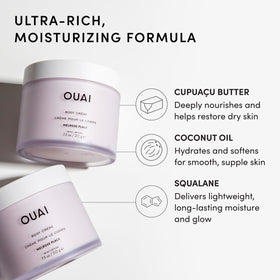 OUAI Crème Corporelle ouverte montrant la consistance crémeuse
