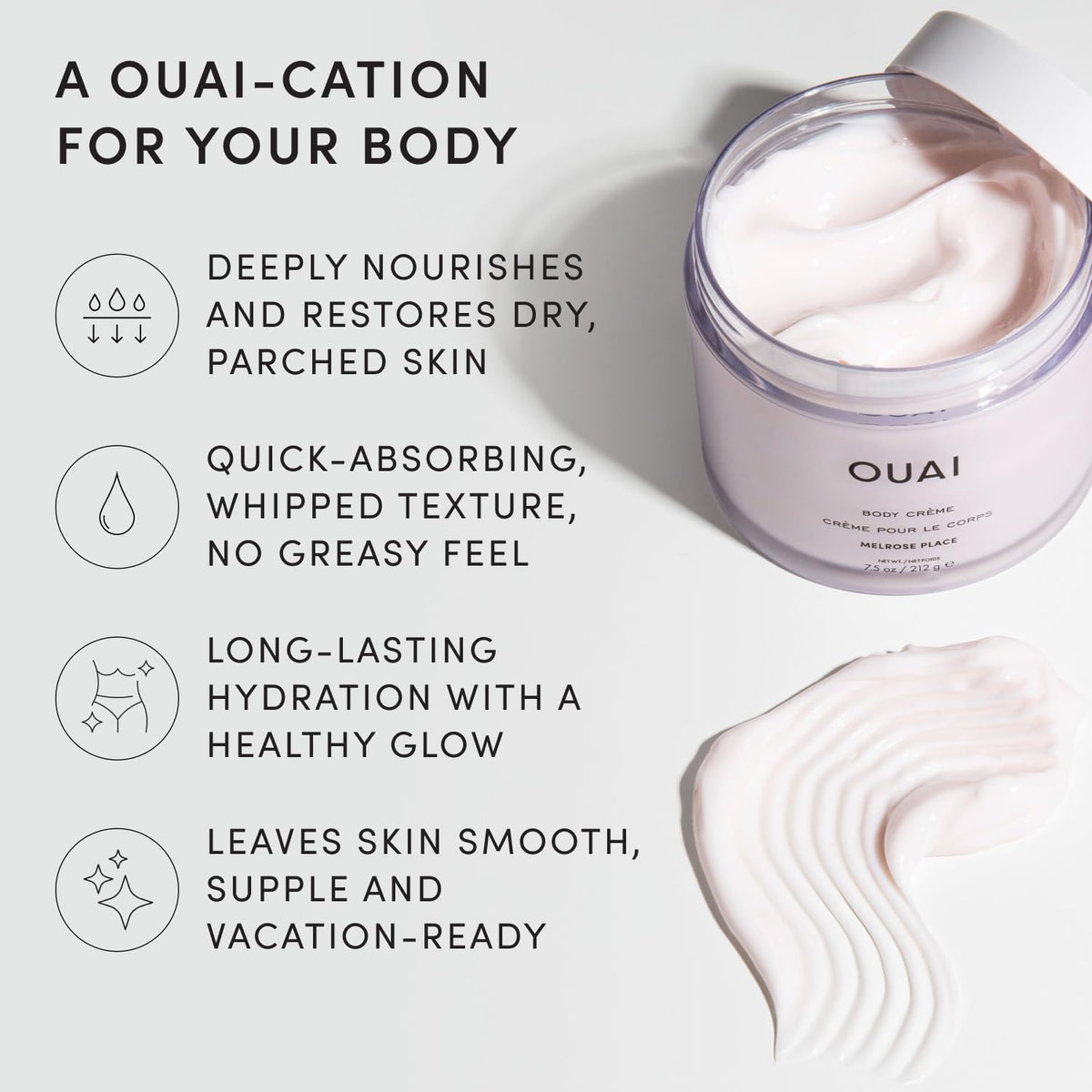 OUAI Crème Corporelle sur une surface en marbre