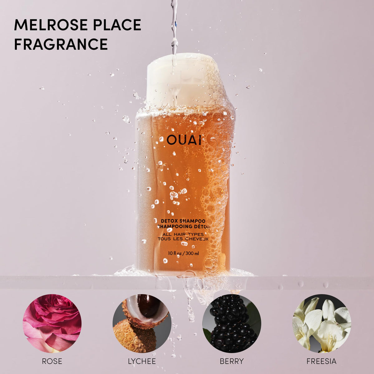 OUAI Shampoo Détox 473 ml en gros plan sur le flacon