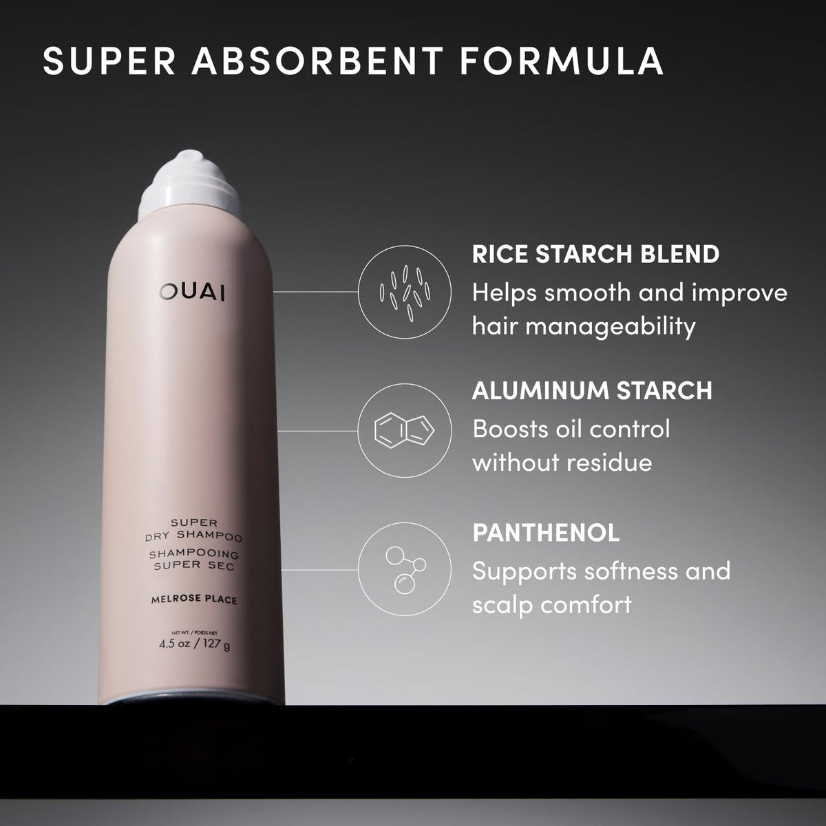 OUAI Shampoo Sec Melrose Place avec accessoires de beauté