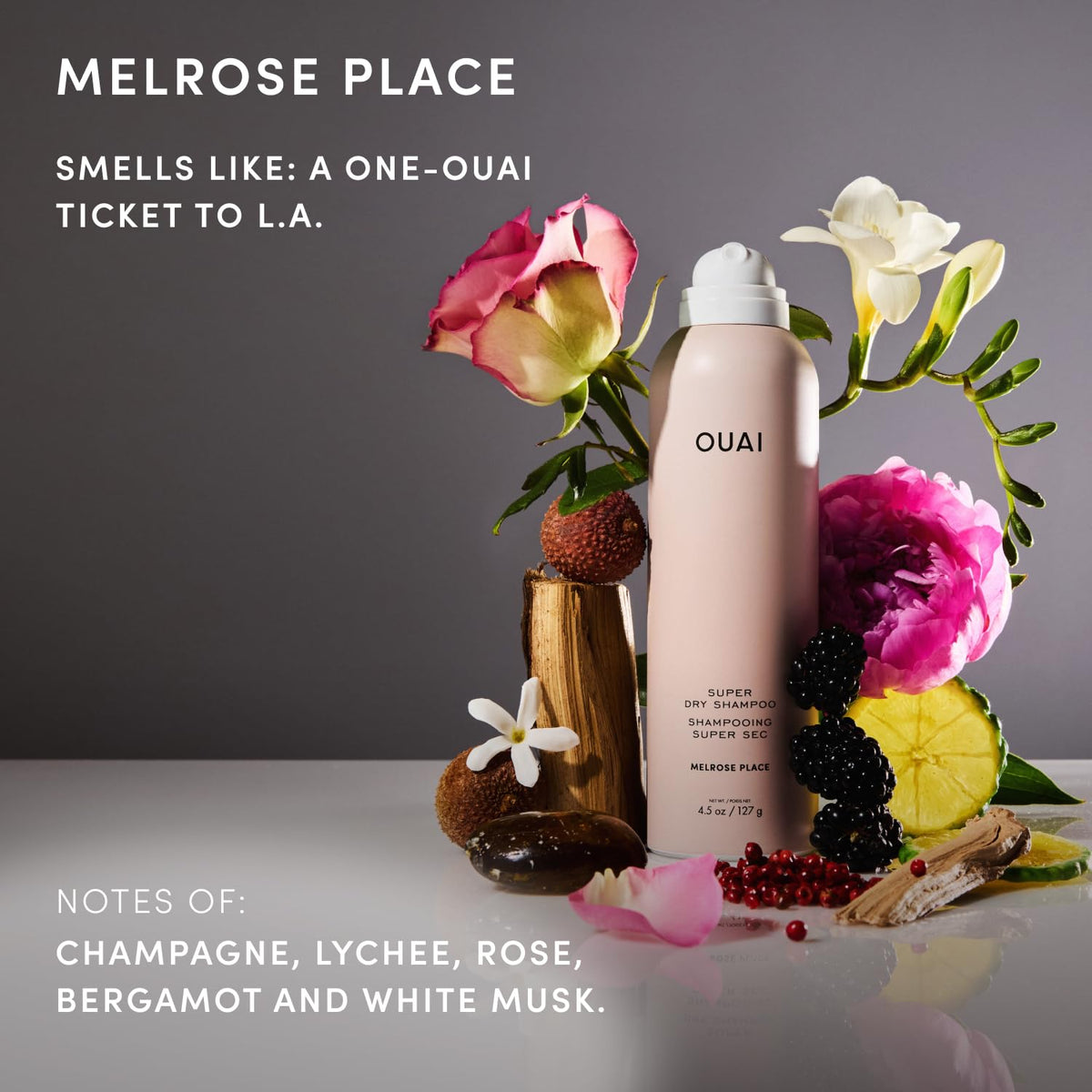 OUAI Shampoo Sec Melrose Place en main