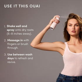 OUAI Shampoo Sec Melrose Place près d'un miroir