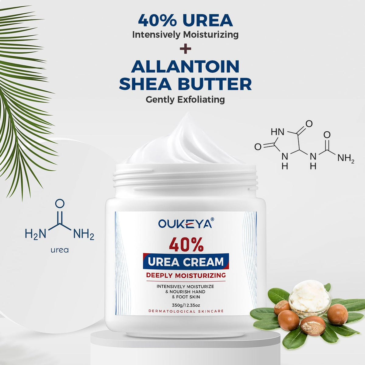 OUKEYA Crème Urée 40% présentation avec des fruits