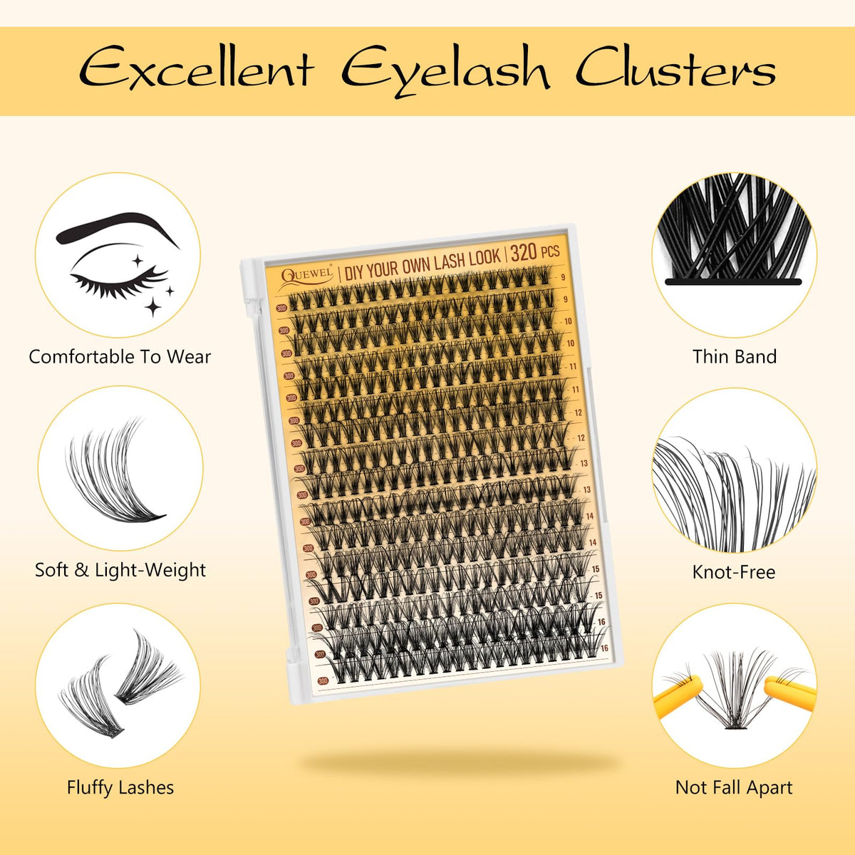 Outil d'application de cils en grappes inclus dans le kit
