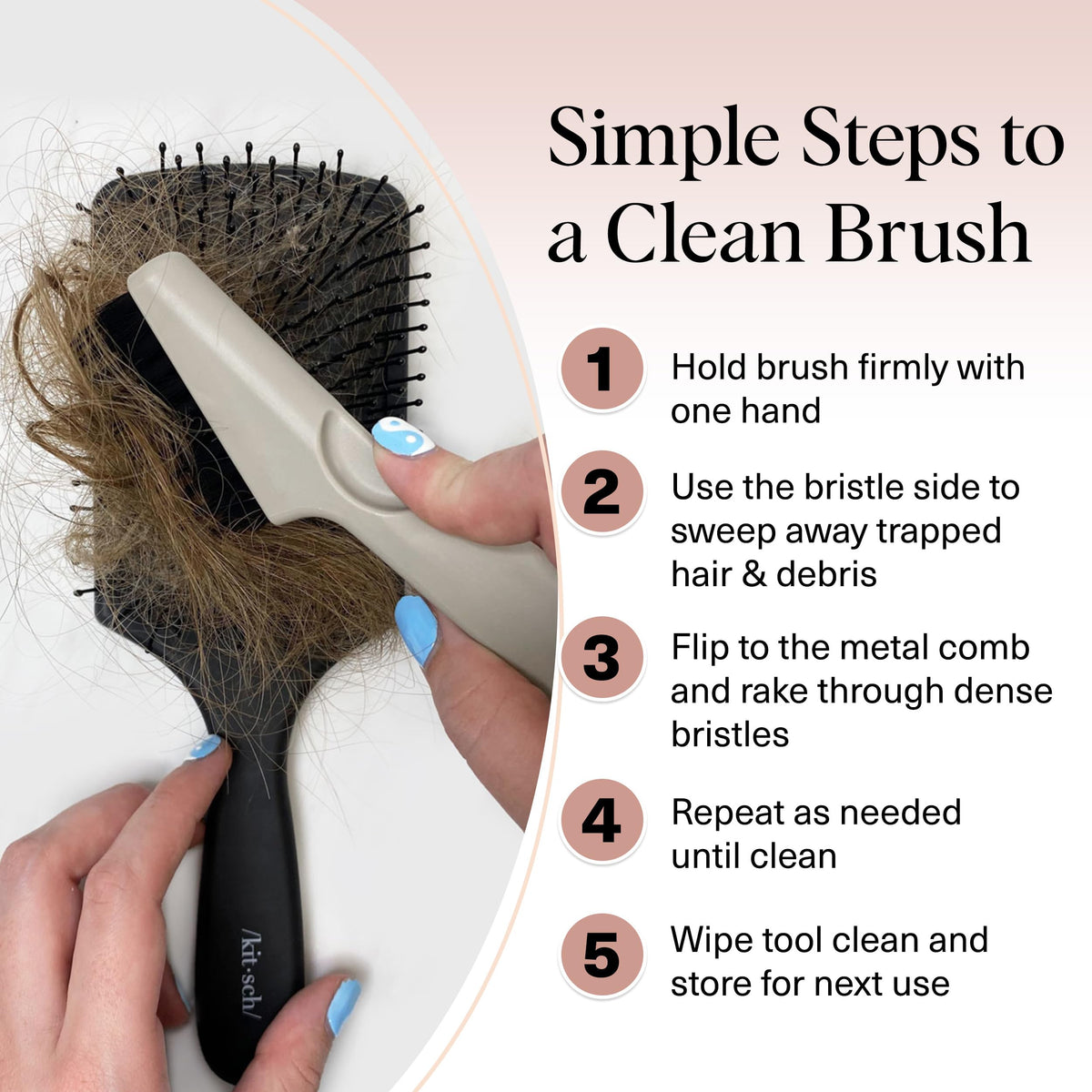 Outil de nettoyage de brosse à cheveux Kitsch léger et compact