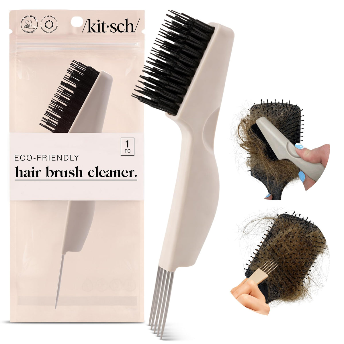 Outil de nettoyage de brosse à cheveux Kitsch vue de face