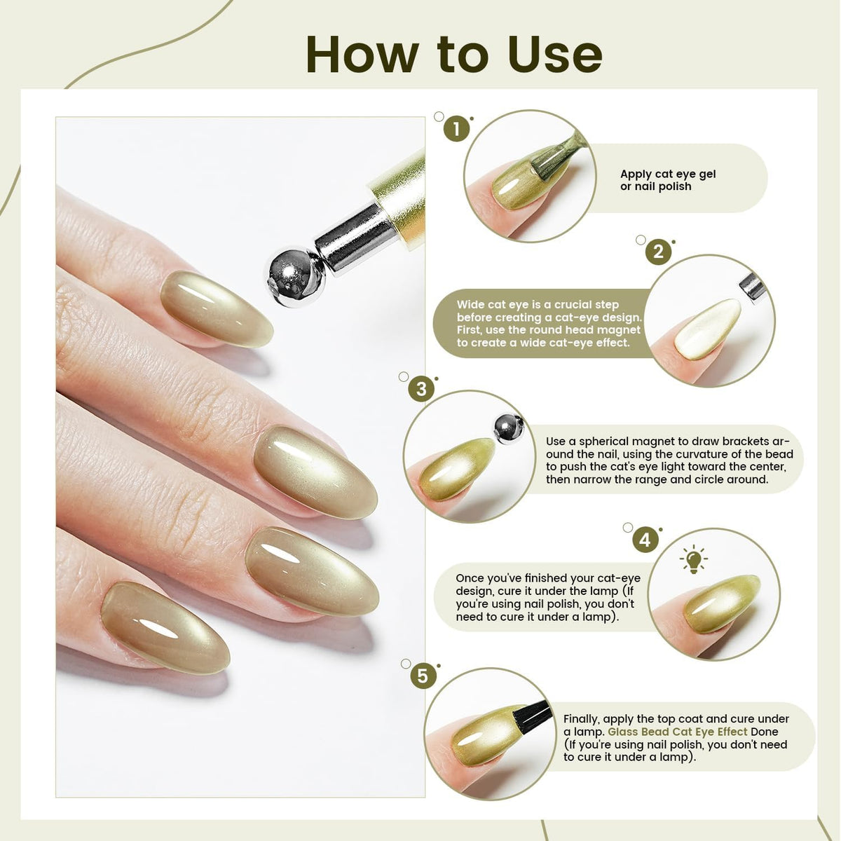 Outil magnétique JODSONE avec effets de nail art variés