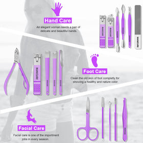 Outils de manucure Leipple en acier inoxydable sur fond blanc