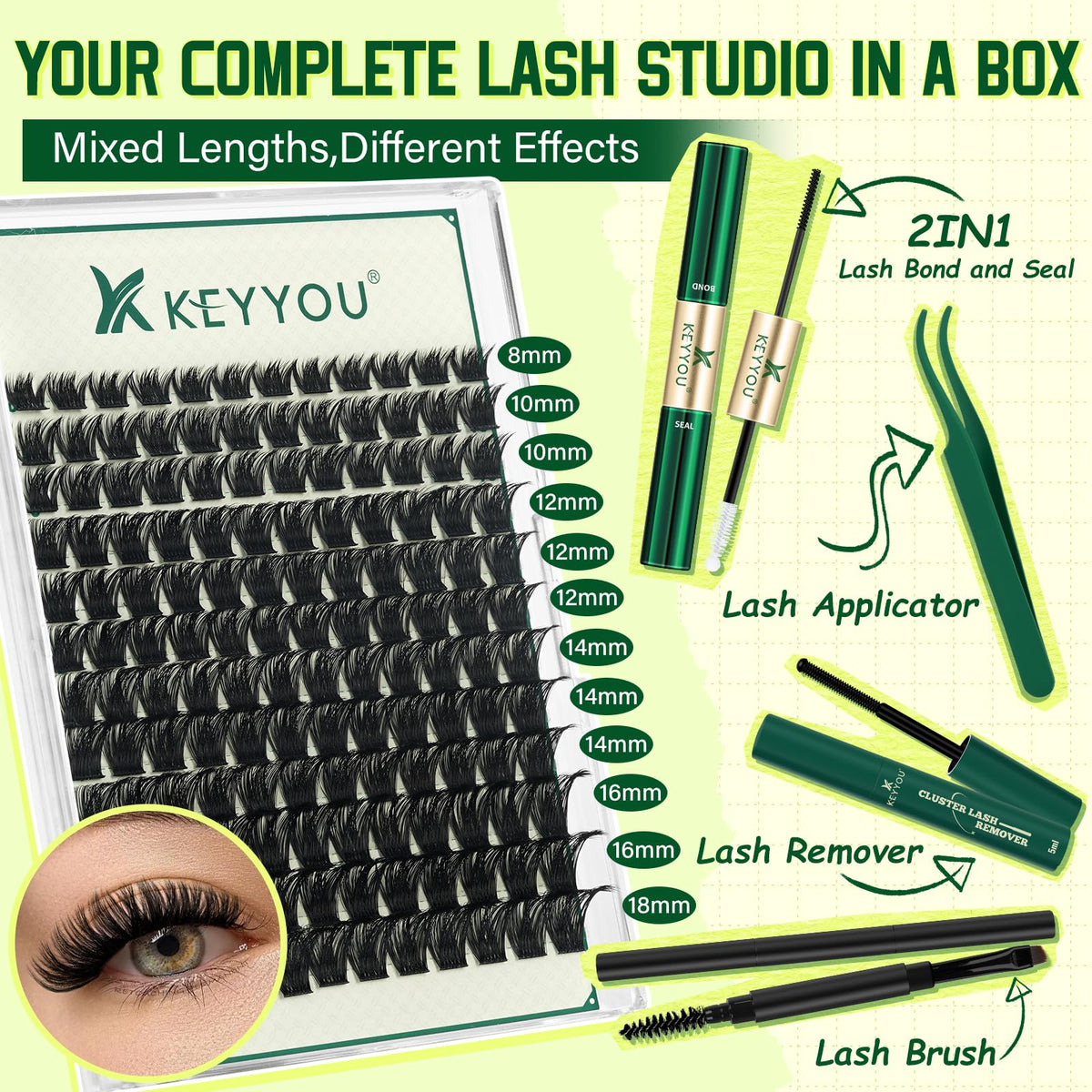 Outils de pose et retrait de cils KEYYOU
