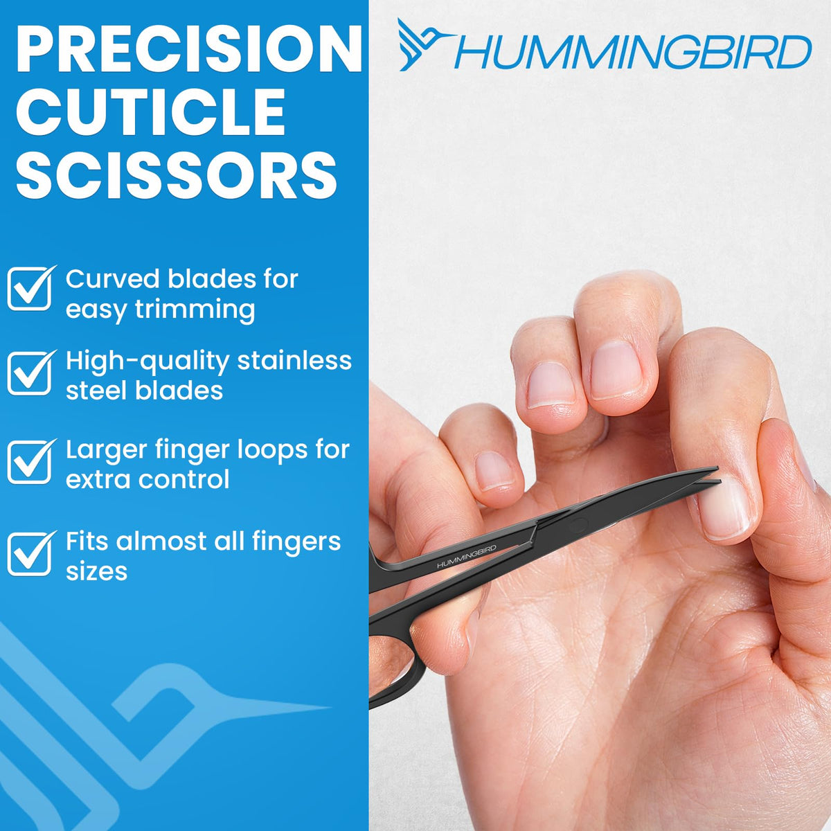 Outils du kit de manucure HUMMINGBIRD sur fond blanc