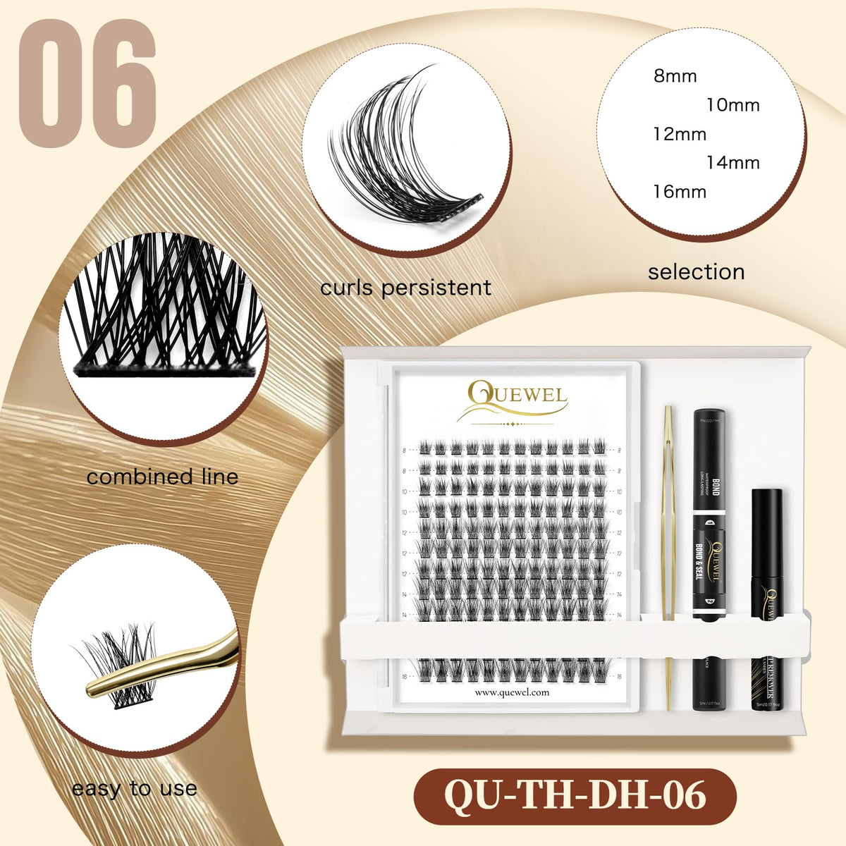 Outils en acier inoxydable pour application de cils QUEWEL