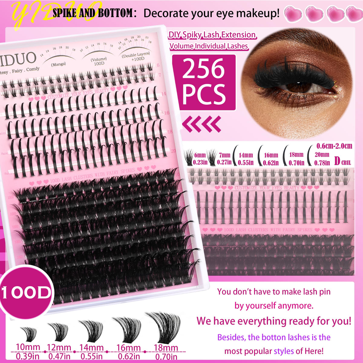 Outils et accessoires du kit de cils YIDUO avec pince à cils