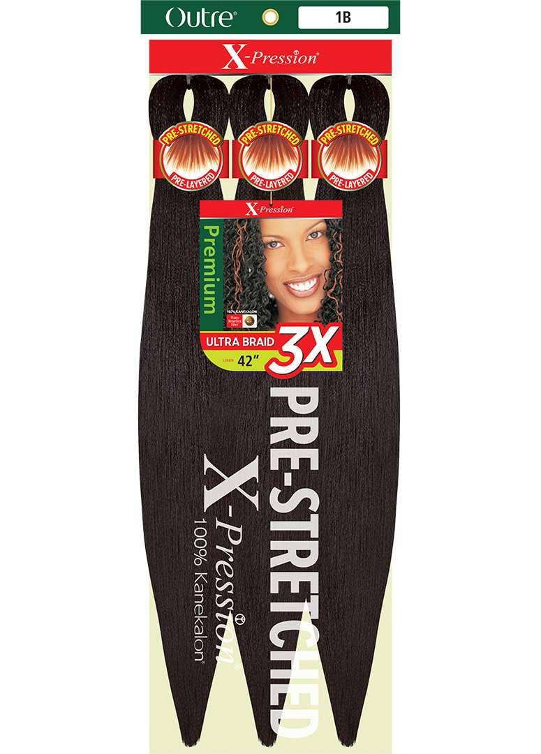 Outre X-Pression Braid 42" pré-étirée couleur brun foncé vue de face