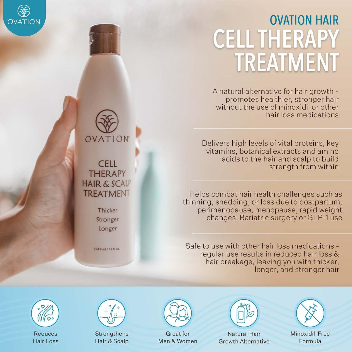 Ovation Hair Cell Therapy texture du produit sur la main