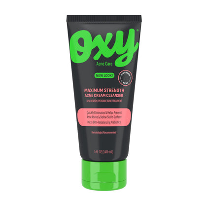 Oxy Nettoyant Visage Anti-Acné 10% Peroxyde de Benzoyle avant avec packaging