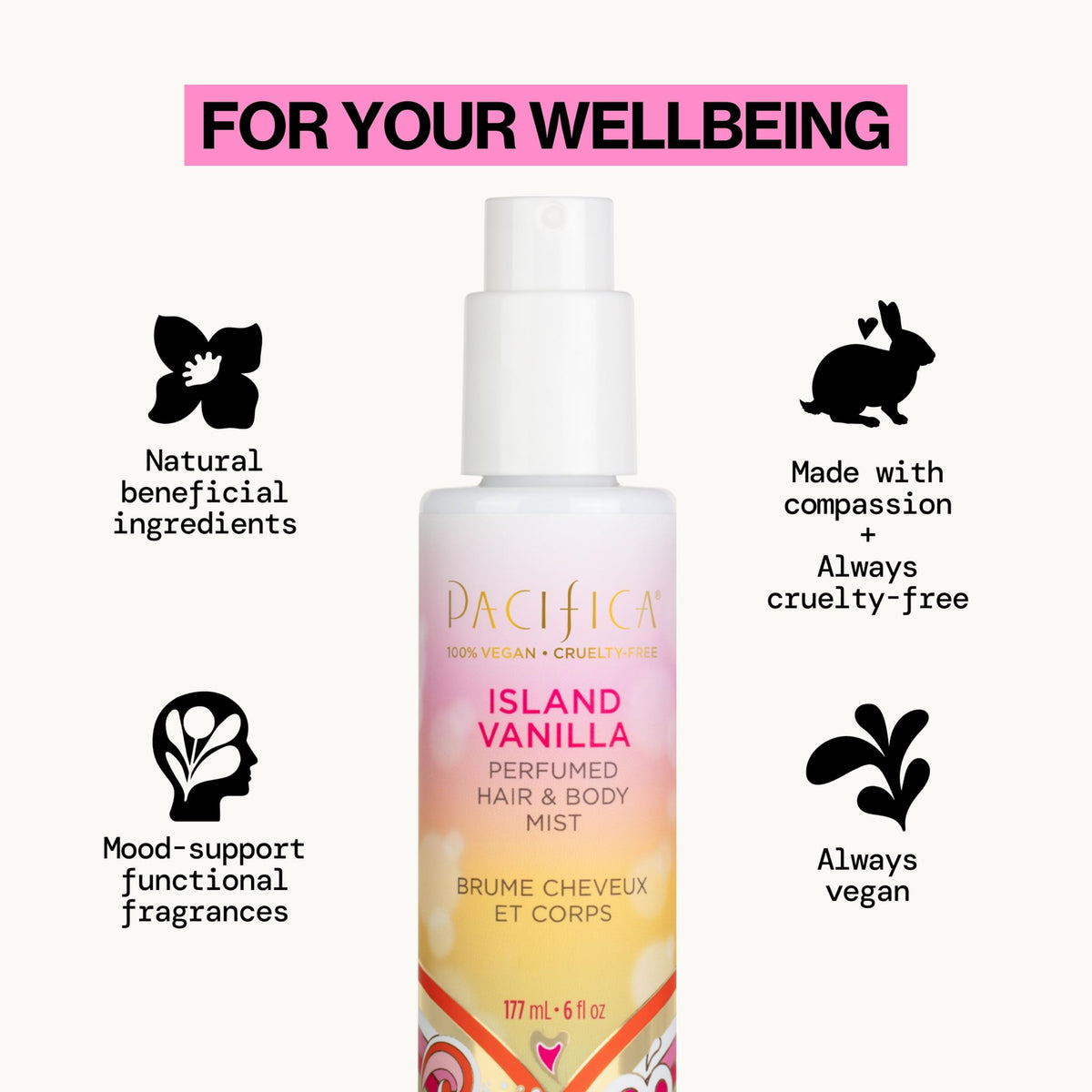 Pacifica Brume Parfumée Vanille des Îles 220g vue de dos