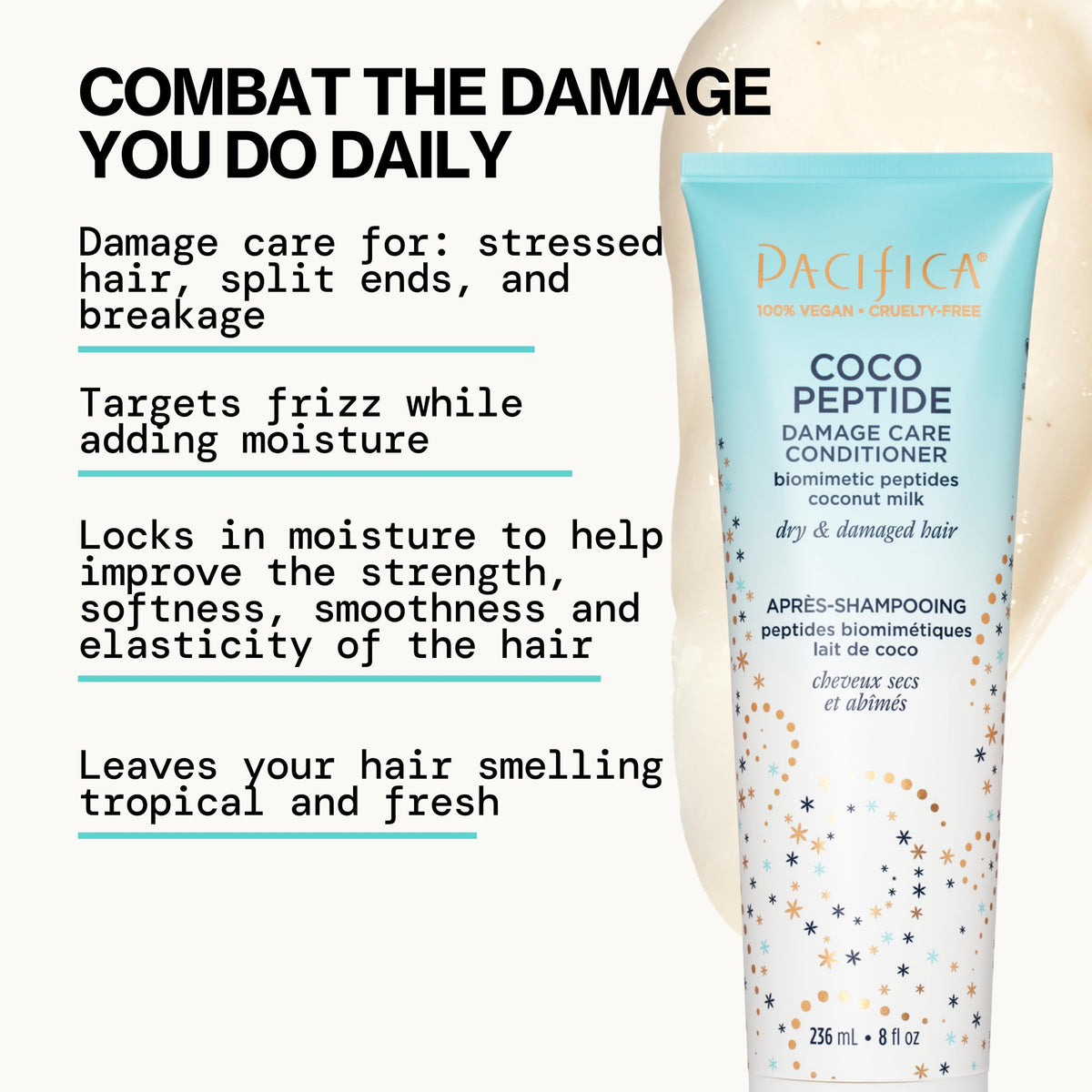 Pacifica Coco Peptide Conditioner bouteille avec étiquette