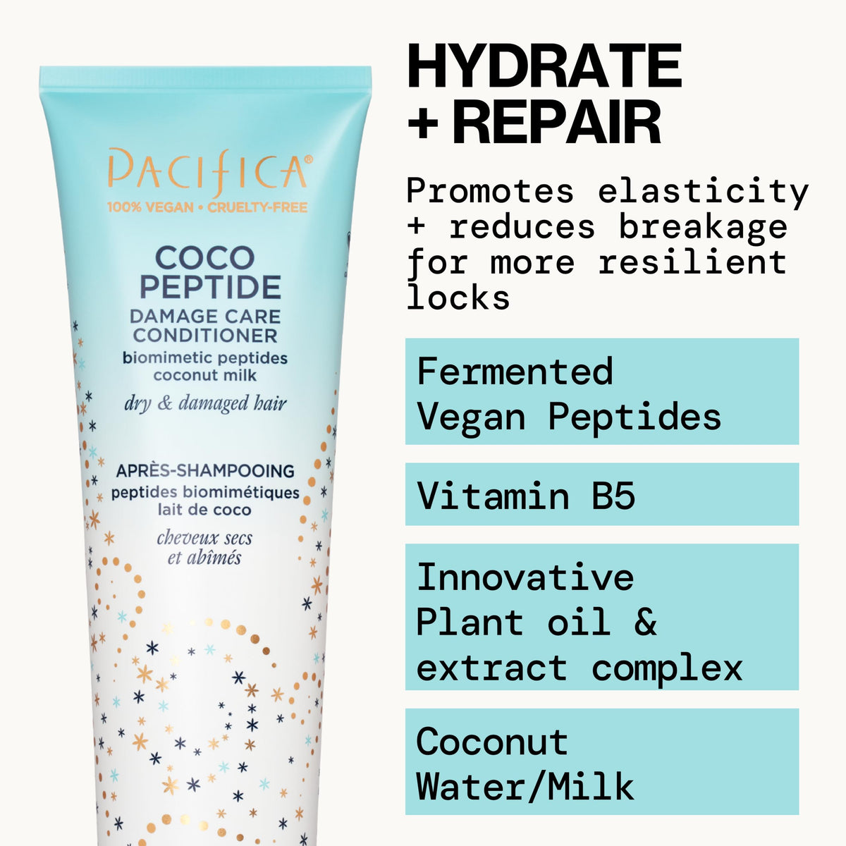 Pacifica Coco Peptide Shampoo bouteille avec étiquette